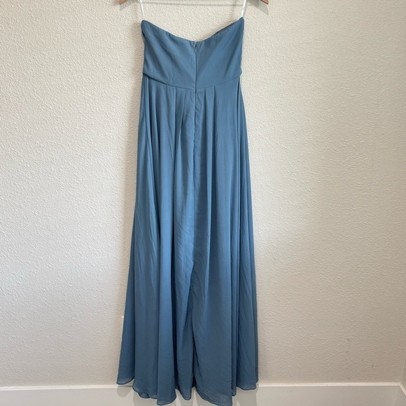 NWT Lulu's Sweetest Ceremony Slate Blue Strapless Maxi Dress Party Wedding Event - Picture 5 of 6